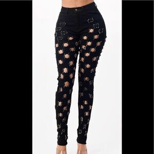 Purple Candy Hole Punch Skinny Jeans